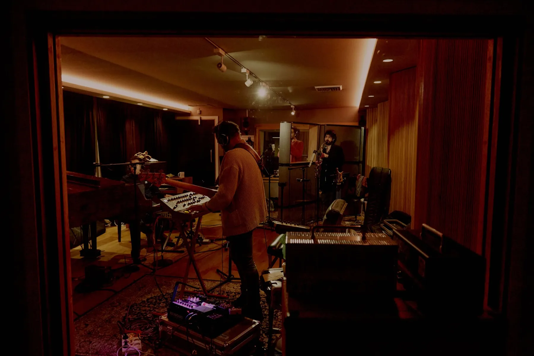 A full band tracking at A Sharp, seen through the control-room glass